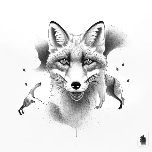 Dogs Chasing Fox Siloute