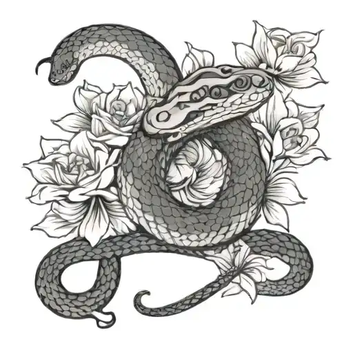 Snake And Flowers
