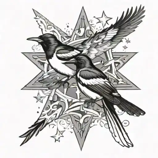 Magpies Around A Star