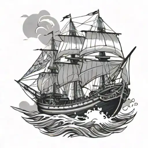 Spanish Ship With Filipino Tribal