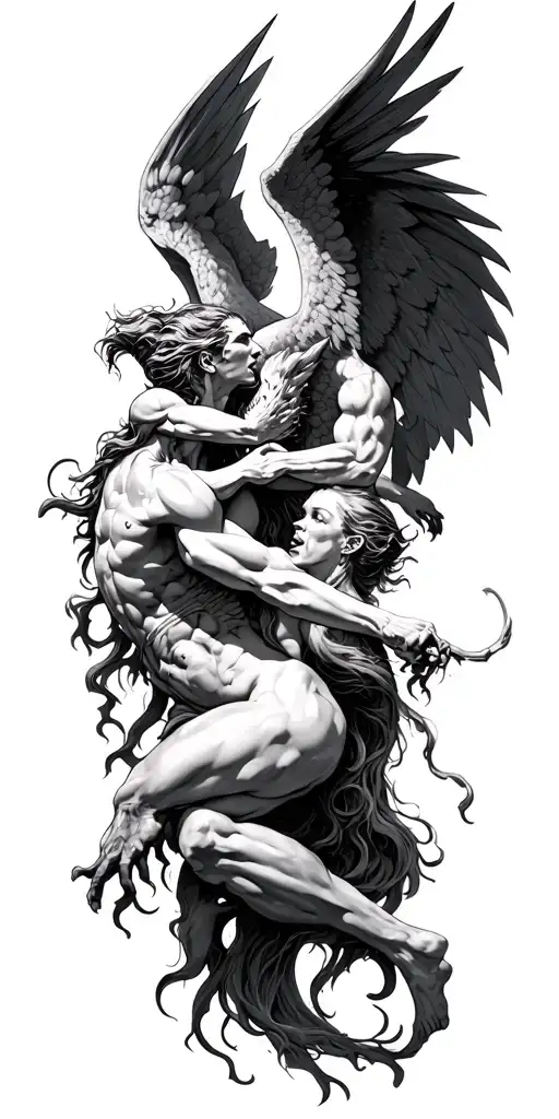 Demons And Angels Fighting Demons