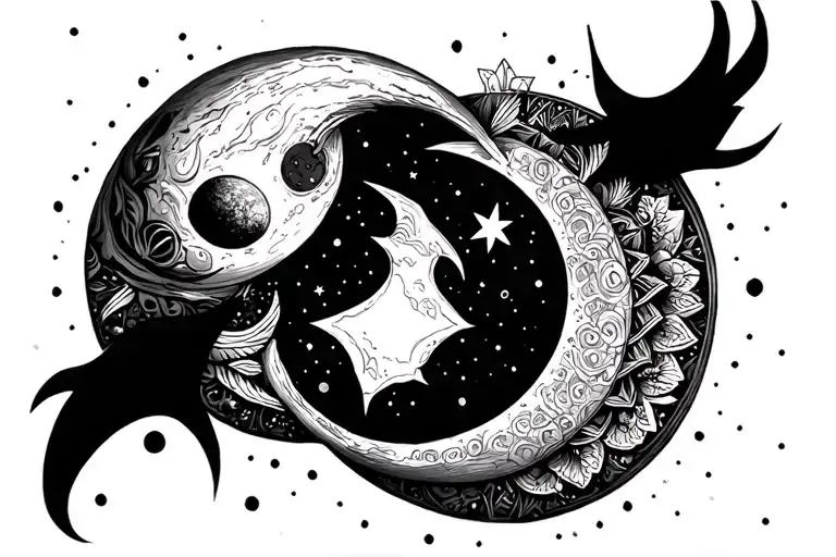 Moon Star Planet Mandala Design Inspired