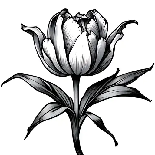 Date Tattoo Broken Bone Shaped Tulip