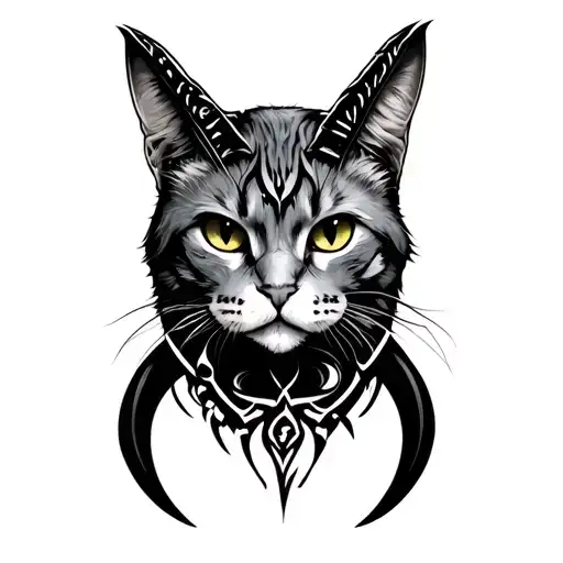 Satanic Cat With Horns