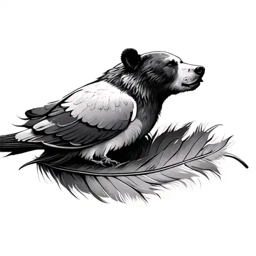 Bear And Dove Feather
