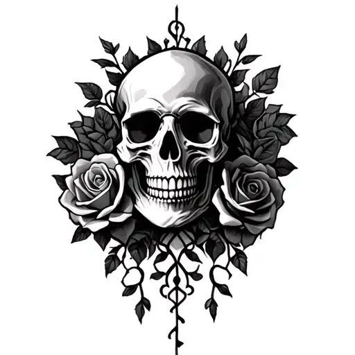 Skull And Roses With Vines
