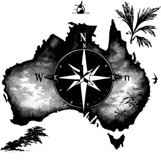 Australia Landscape With Compass