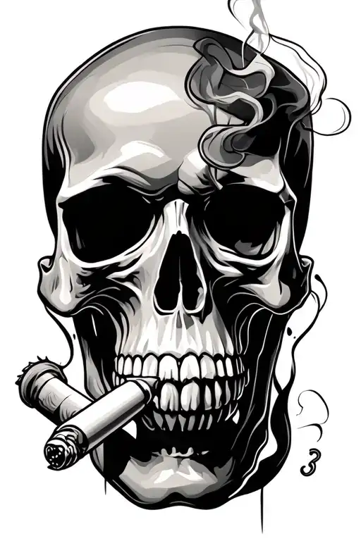 Skull Smoking A Joint With A 3 Incorporated Within