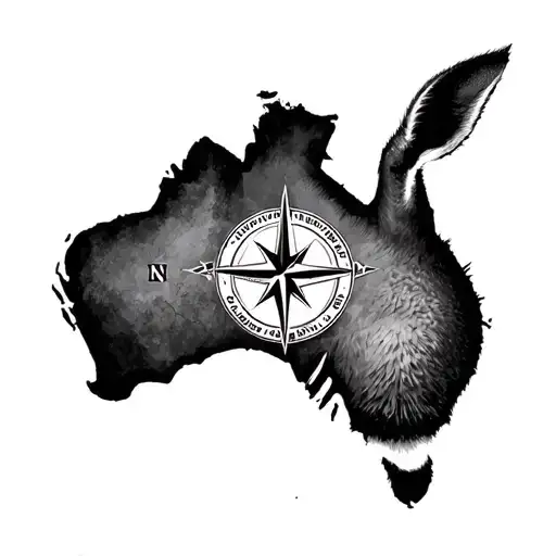 Australia Map Kangaroo Compass