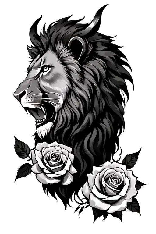 Lion And Roses And Devil