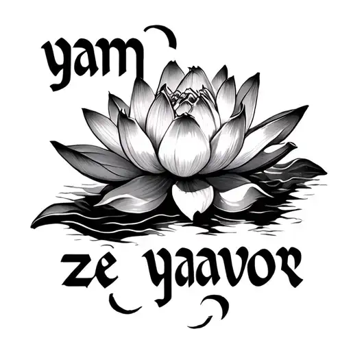 Lotus Flower And Hebrew Words For Gam Ze Yaavor