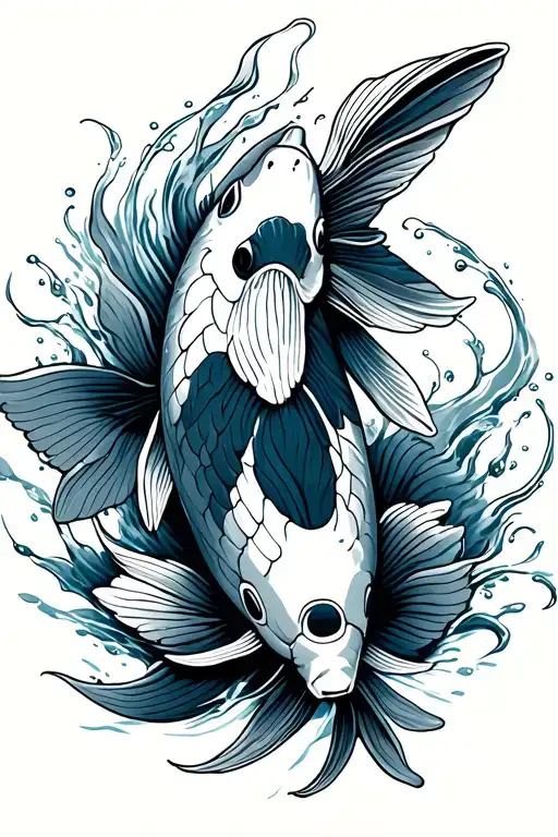 Koi Fish Swimming Upstream