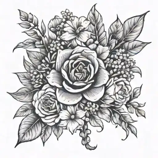 Birth Flowers Of November July January And April On A Bouquet Or Suitcase Or Anchor