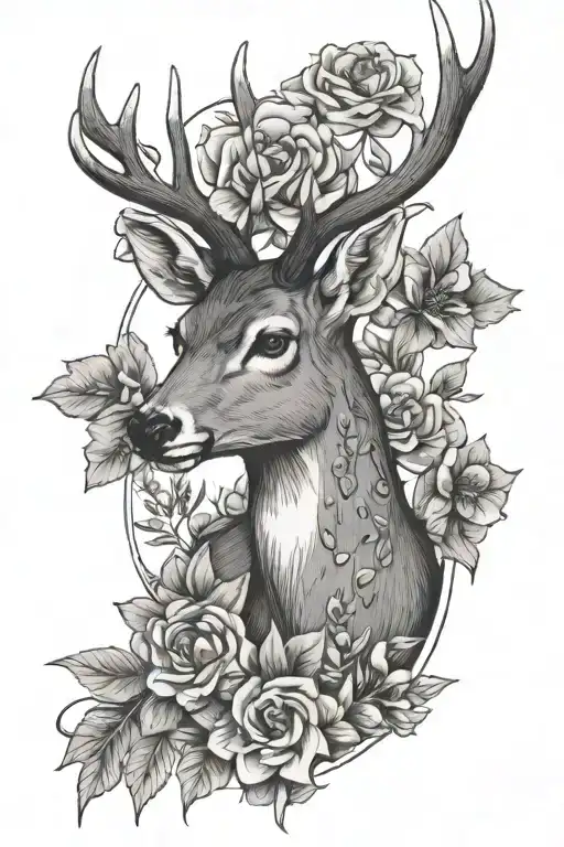Deer And Flowers