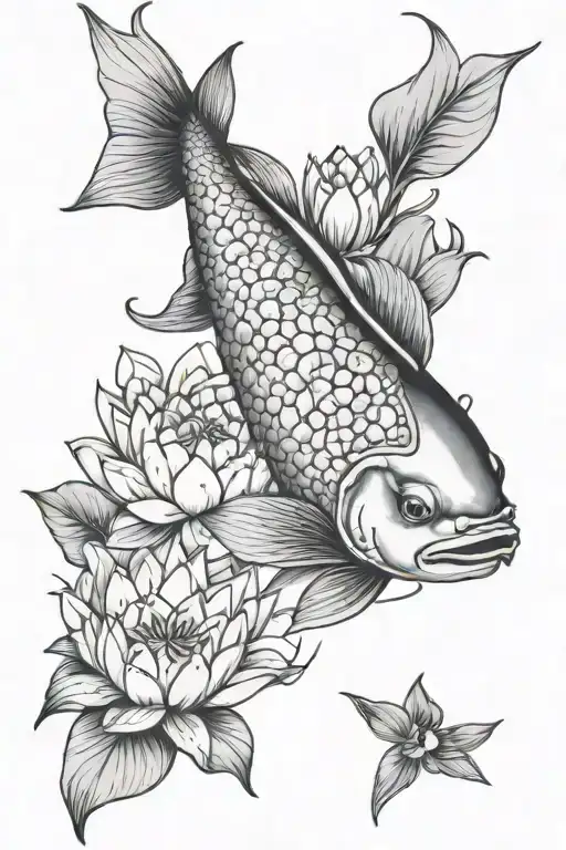 Pisces's Fish With Water Lily And Lotus Flower