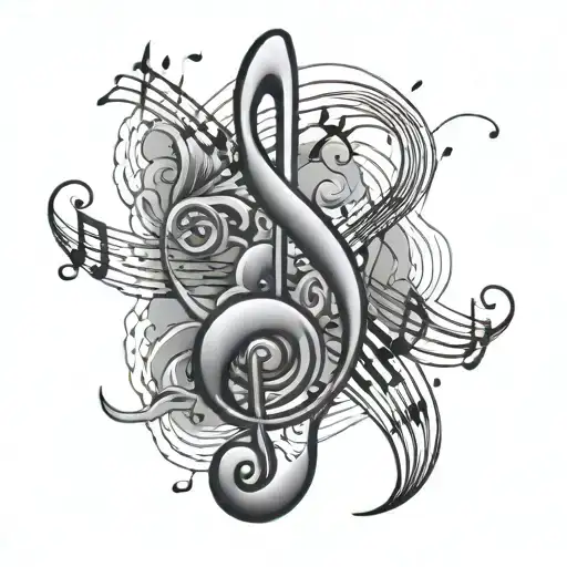 Music Note With A Ekg Line