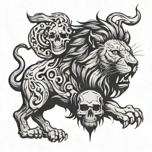 Lion Head Eat Skull