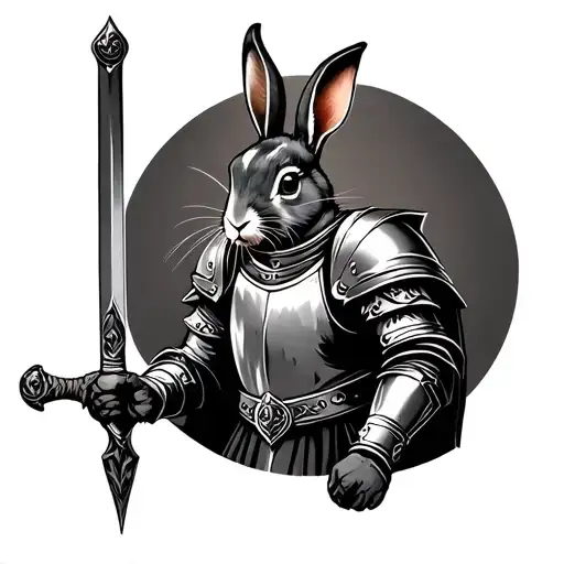 Monty Python Rabbit Black Knight Holding A Sword
