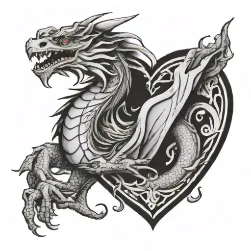 Dragon In Shape Of A Heart