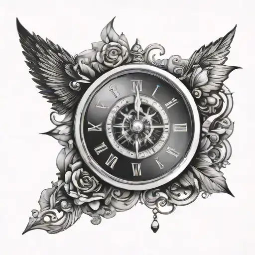 Divine Style Tattoo With Clock Compass
