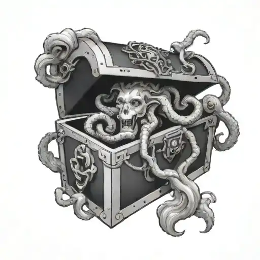 A Treasure Chest With Medusa Sticking Out