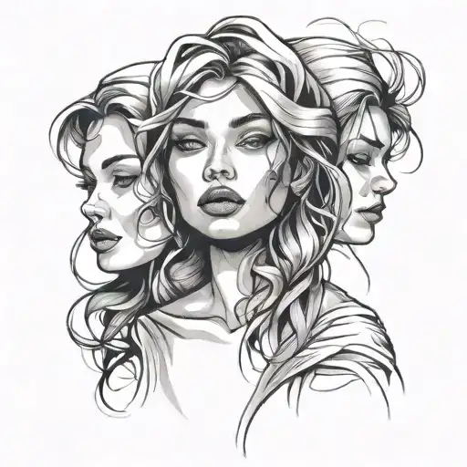 3 Faces Of A Beautiful Informal Girl Second