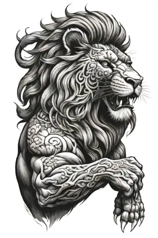 Japanese Lion On Bicep
