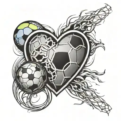 Soccer Ball In The Heart Connected To The Brain