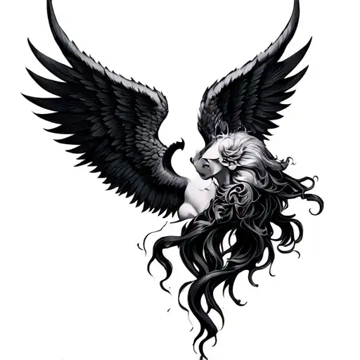 Half Demon Half Angel Wings Intertwined