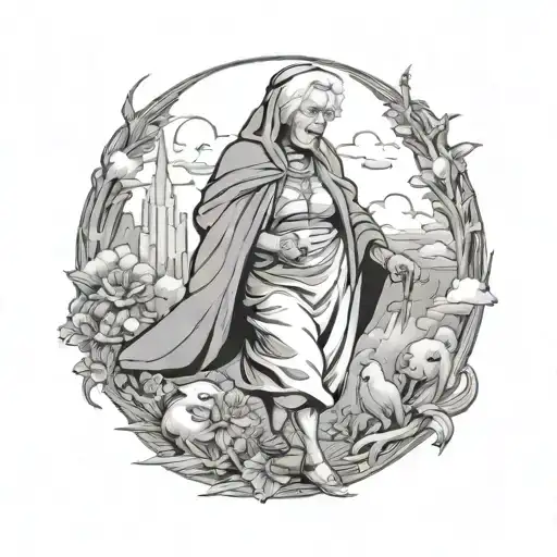 Heaven Hates With Grandma Walking Th Shape Surrounded