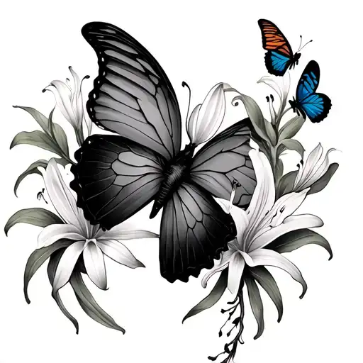 Spider Lilly And Dark Butterfly's Going Down The Back Of The Spine