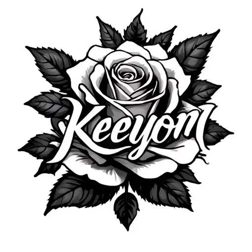 Keeyon Name Tattoo Design With Rose