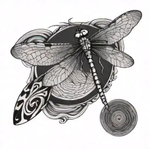 Dragonfly With Fingerprints In Top Left Wing And Top Right Wing