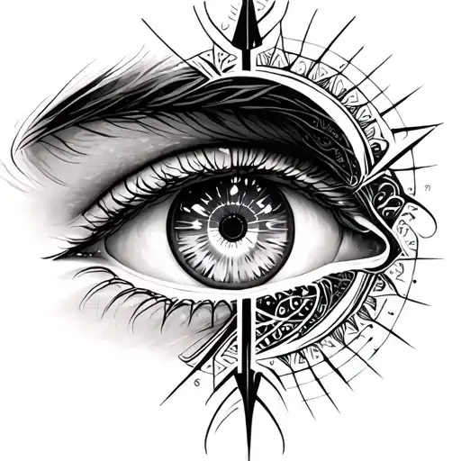 Eye With Patterns With Hidden Compass