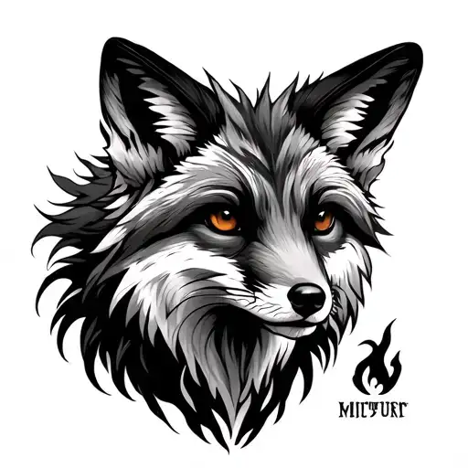 Wild Fire In The Forest With A Fox