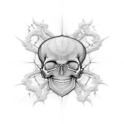 Seamless Skull And Spiderweb Pattern For Sleeve Filler