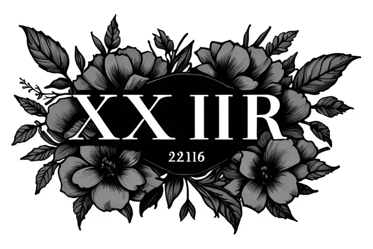 Roman Numeral Date And Floral Design
