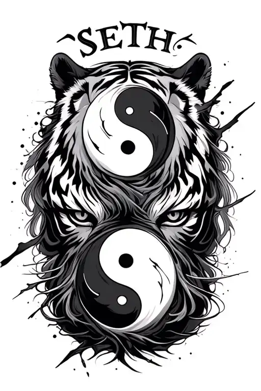 Seth Last Name With Ying Yang And Tiger Scratches