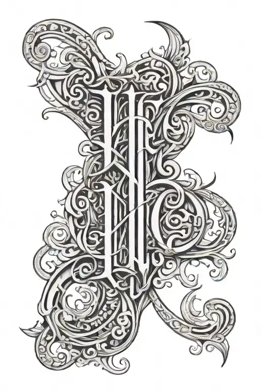 Gothic Letters Yhwh Overlapped