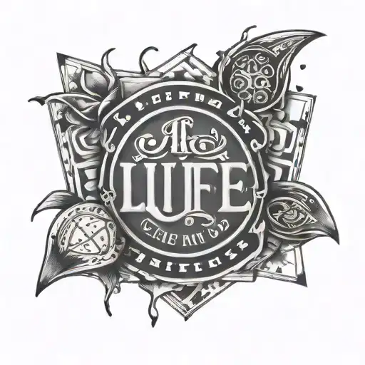 Pocker Chips With The Word Life In The Center With All In Written Above It