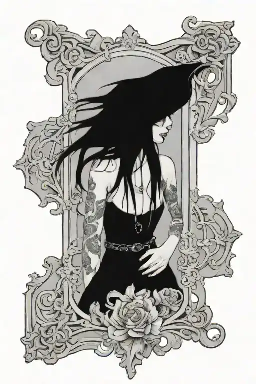 Goth Girl Long Hair Standing Tall