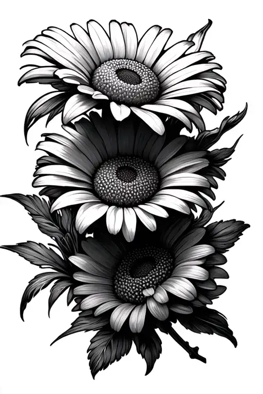 Daisy And Marigold Flower Intertwined At The Stem