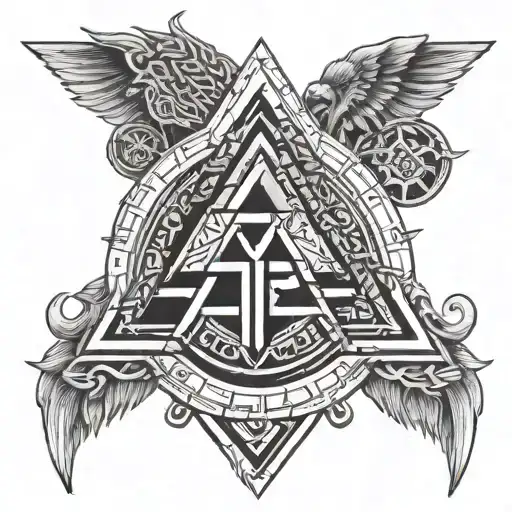 Valknut And Viking Compass Intertwined