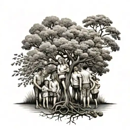 Family Of 7 Under A Walnut Tree