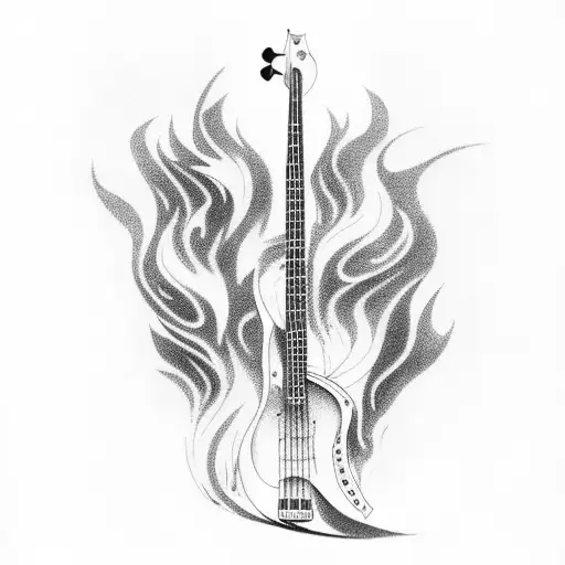 Bass Guitar In Fire
