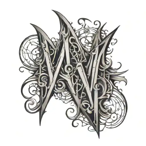 Yhw Overlapped Gothic Letters