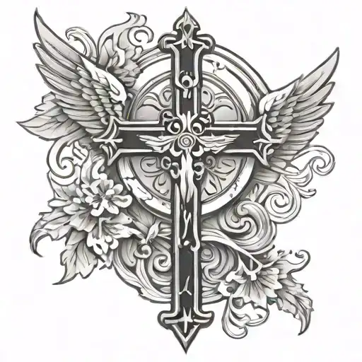Christian Cross With Angel