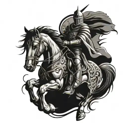 Gothic Knight And Horse