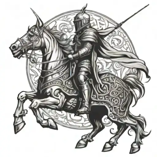 Gothic Knight And Horse