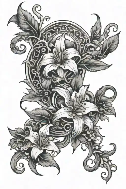 Vine With Lilly Of The Valleys And Hawthorns With Saturn In Middle